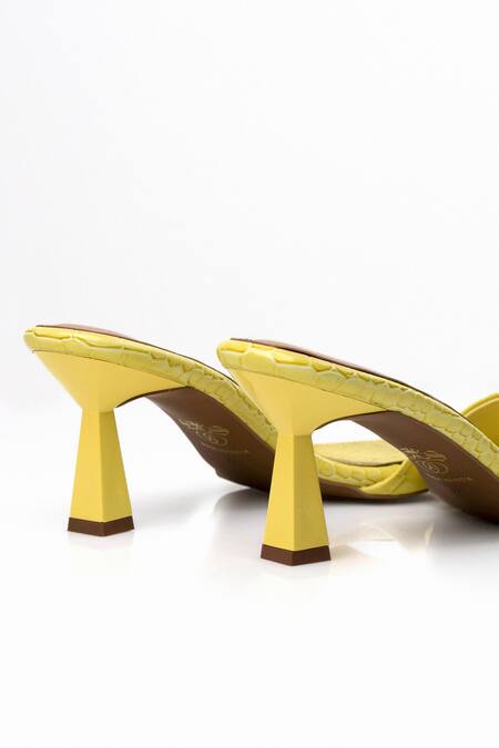 Shop Signature Sole Yellow Lemon Drop Sculpted Heel Mules Online at Aza Fashions Shop_Signature Sole_Yellow Lemon Drop Sculpted Heel Mules _Online_at_Aza_Fashions
