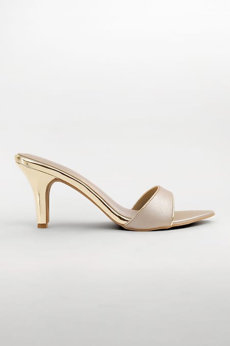 Signature Sole Champagne Shimmer Stiletto Mules 