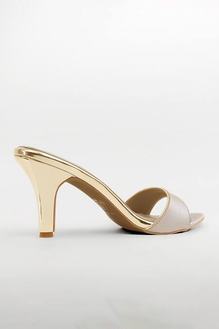Signature Sole Gold Champagne Shimmer Stiletto Mules Online at Aza Fashions Signature Sole_Gold Champagne Shimmer Stiletto Mules _Online_at_Aza_Fashions