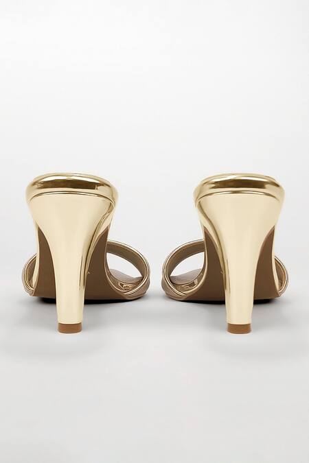 Signature Sole Gold Champagne Shimmer Stiletto Mules at Aza Fashions Signature Sole_Gold Champagne Shimmer Stiletto Mules _at_Aza_Fashions