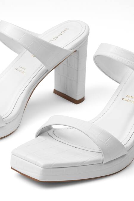 Signature Sole White Elegance Block Heel Sandals at Aza Fashions Signature Sole_White Elegance Block Heel Sandals _at_Aza_Fashions