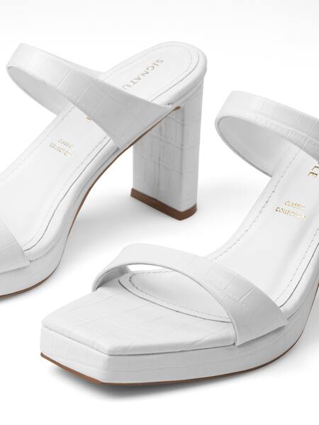 Buy Signature Sole White Elegance Block Heel Sandals Buy_Signature Sole_White Elegance Block Heel Sandals