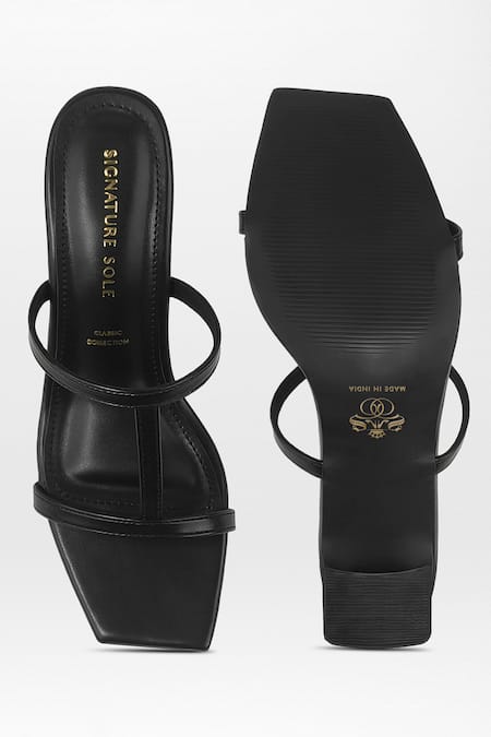 Shop Signature Sole Black Onyx Curve Block Heel Sandals at Aza Fashions Shop_Signature Sole_Black Onyx Curve Block Heel Sandals _at_Aza_Fashions