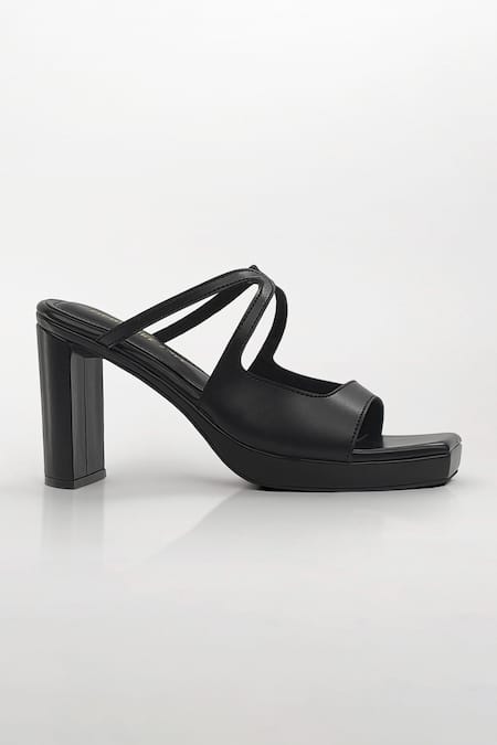 Signature Sole Black Noir Rise Platform Block Heels