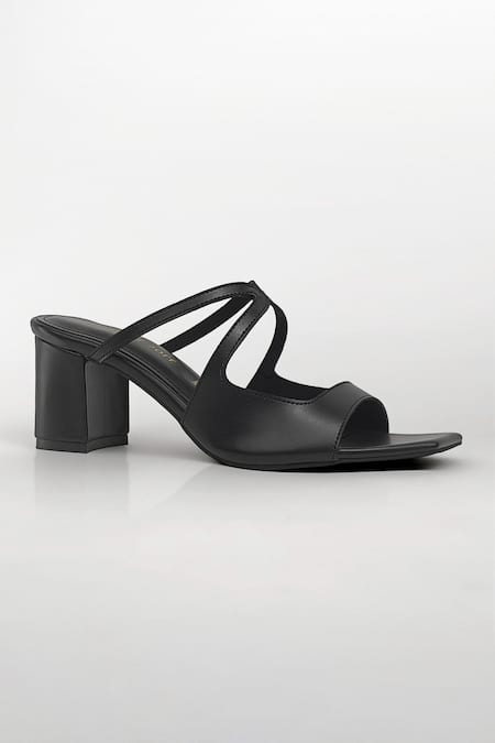 Signature Sole Black Noir Block Heels 