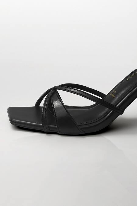 Signature Sole Black Ebon Luxe Strappy Heels at Aza Fashions Signature Sole_Black Ebon Luxe Strappy Heels _at_Aza_Fashions