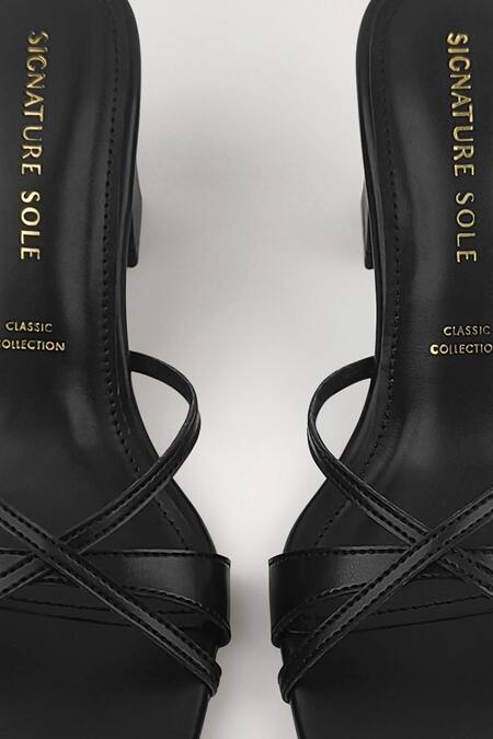 Buy Signature Sole Black Ebon Luxe Strappy Heels Buy_Signature Sole_Black Ebon Luxe Strappy Heels