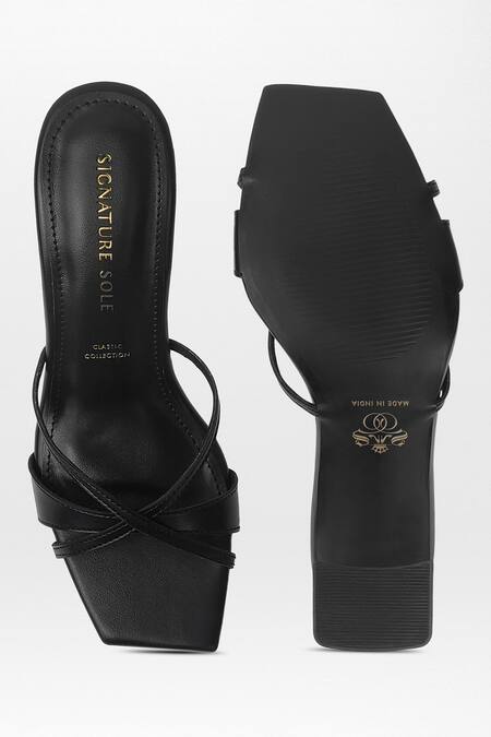 Shop Signature Sole Black Ebon Luxe Strappy Heels at Aza Fashions Shop_Signature Sole_Black Ebon Luxe Strappy Heels _at_Aza_Fashions