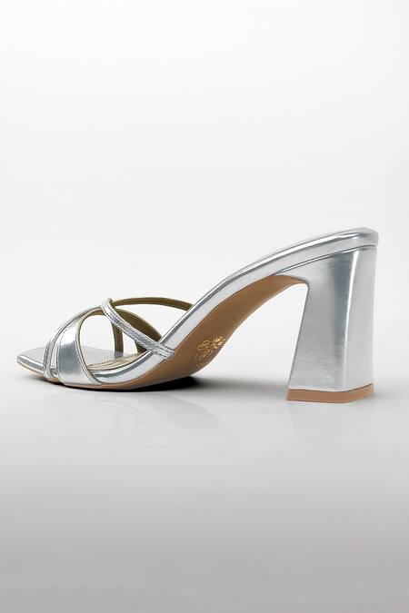 Buy Signature Sole Silver Criss-cross Heels Online at Aza Fashions Buy_Signature Sole_Silver Criss-cross Heels _Online_at_Aza_Fashions