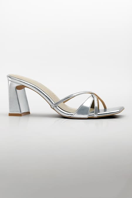Signature Sole Silver Criss-cross Heels