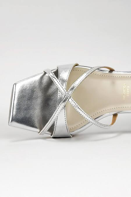 Signature Sole Silver Criss-cross Heels at Aza Fashions Signature Sole_Silver Criss-cross Heels _at_Aza_Fashions