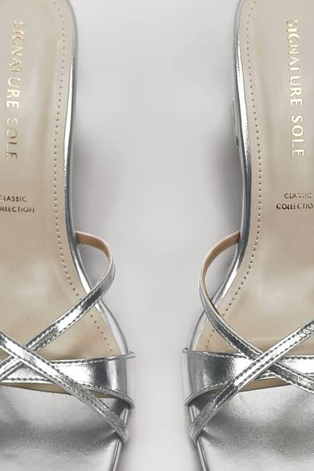 Buy Signature Sole Silver Criss-cross Heels Buy_Signature Sole_Silver Criss-cross Heels