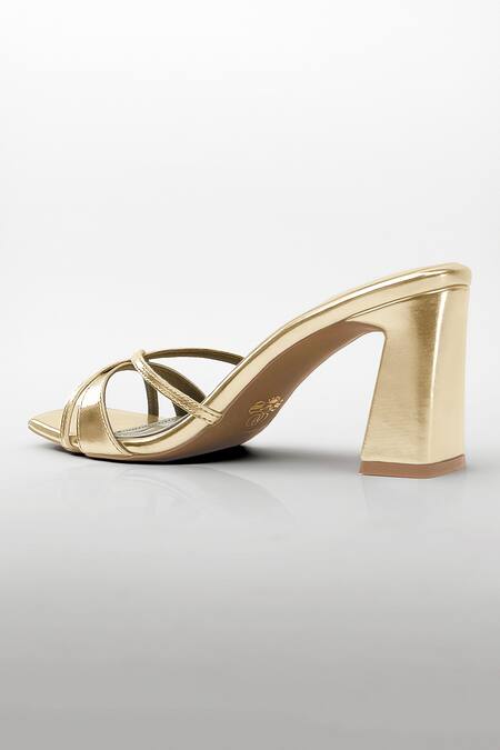 Signature Sole Gold Criss-cross Heels Online at Aza Fashions Signature Sole_Gold Criss-cross Heels _Online_at_Aza_Fashions