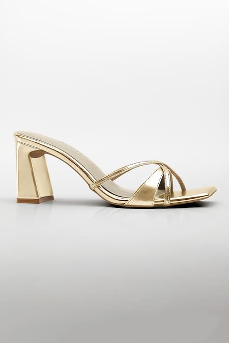 Signature Sole Gold Criss-cross Heels 