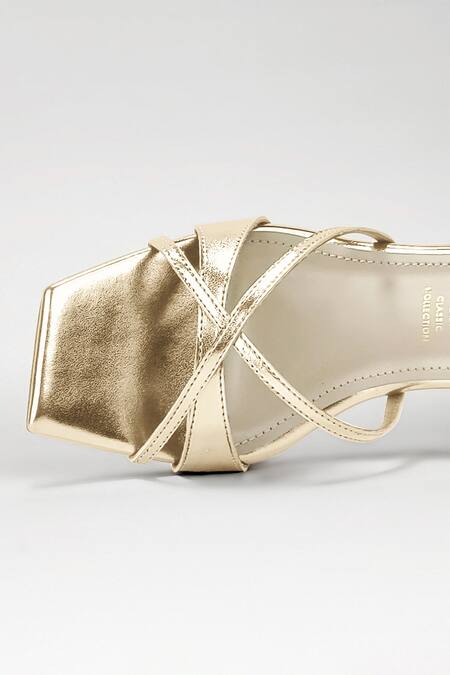 Signature Sole Gold Criss-cross Heels at Aza Fashions Signature Sole_Gold Criss-cross Heels _at_Aza_Fashions