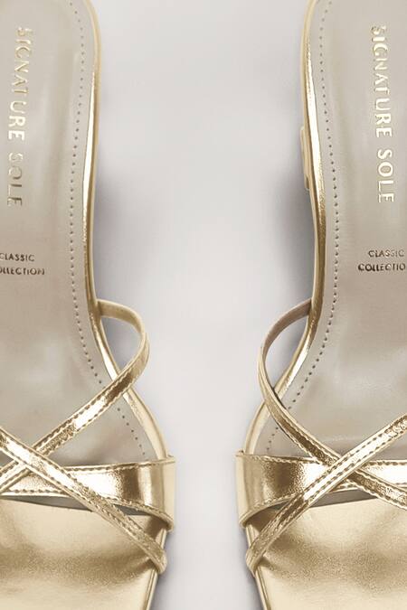 Buy Signature Sole Gold Criss-cross Heels Buy_Signature Sole_Gold Criss-cross Heels