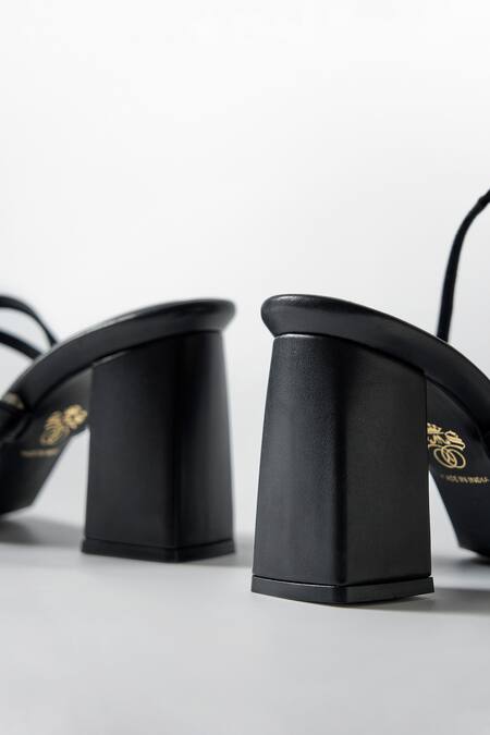 Buy Signature Sole Black Sculpted Noir Strappy Heels Online at Aza Fashions Buy_Signature Sole_Black Sculpted Noir Strappy Heels _Online_at_Aza_Fashions