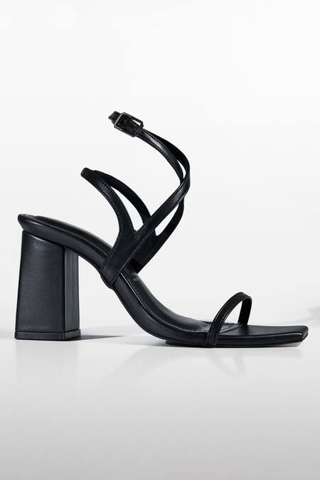 Shop Signature Sole Black Sculpted Noir Strappy Heels Online at Aza Fashions Shop_Signature Sole_Black Sculpted Noir Strappy Heels _Online_at_Aza_Fashions