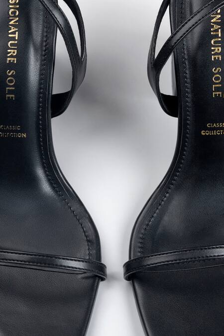 Buy Signature Sole Black Sculpted Noir Strappy Heels Buy_Signature Sole_Black Sculpted Noir Strappy Heels
