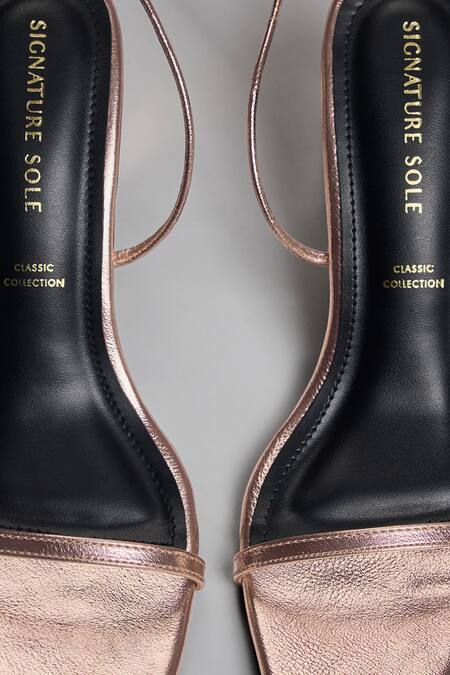 Shop Signature Sole Rose Gold Metallic Wrap-around Block Heels Online at Aza Fashions Shop_Signature Sole_Rose Gold Metallic Wrap-around Block Heels _Online_at_Aza_Fashions