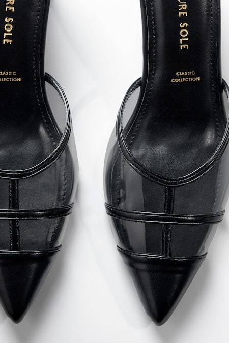 Buy_Signature Sole_Black Patent Pointed Toe Block Heels 