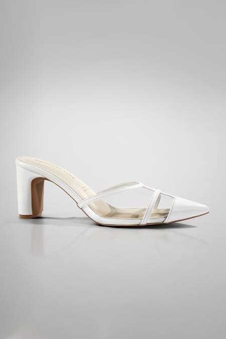 Buy_Signature Sole_White Pointed Toe Block Heels _Online_at_Aza_Fashions