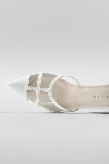 Buy_Signature Sole_White Pointed Toe Block Heels 