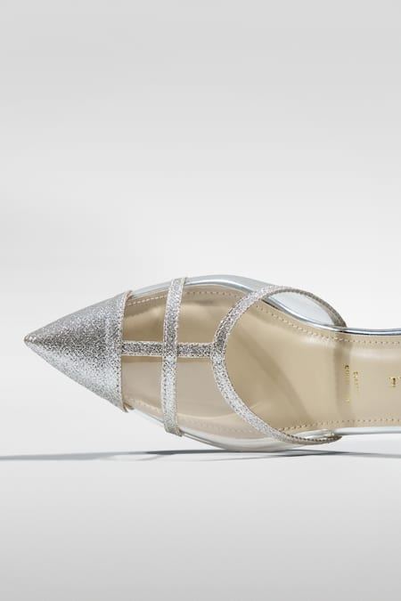 Signature Sole Silver Glitter Pointed Toe Block Heels at Aza Fashions Signature Sole_Silver Glitter Pointed Toe Block Heels _at_Aza_Fashions