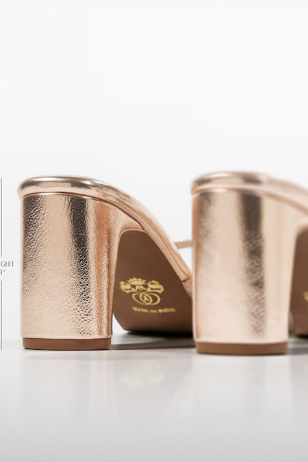 Buy_Signature Sole_Gold Glitter Pointed Toe Block Heels _Online_at_Aza_Fashions