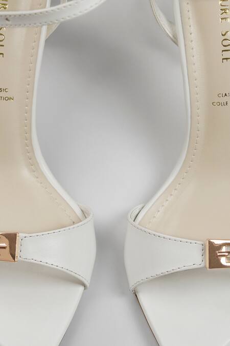 Signature Sole_White Buckles Strap Block Heels _at_Aza_Fashions