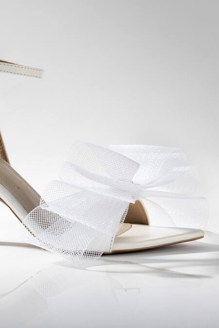 Signature Sole_White Bows Mist Sheer Ankle Strap Heels _Online_at_Aza_Fashions