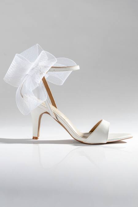 Buy_Signature Sole_White Bows Mist Sheer Ankle Strap Heels _Online_at_Aza_Fashions