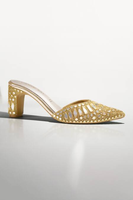 Signature Sole Golden Mirage Luxe Cutwork Mules 