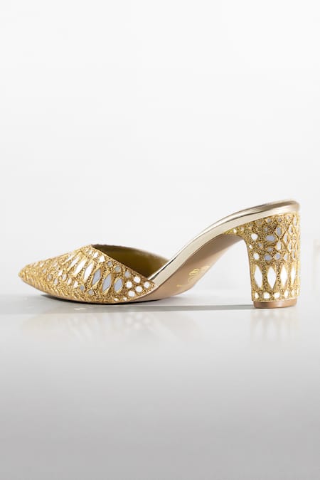 Signature Sole_Gold Cut Work Mirage Luxe Mules _Online_at_Aza_Fashions