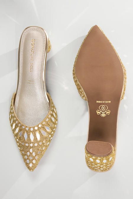 Signature Sole Golden Mirage Luxe Cutwork Mules 