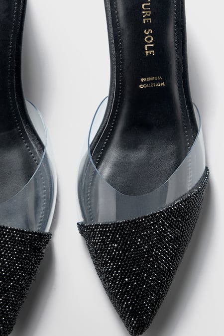 Signature Sole_Black Beads Pointed Mules _Online_at_Aza_Fashions