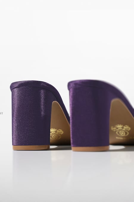 Signature Sole_Purple Crystals Embellished Pointed Mules _Online_at_Aza_Fashions