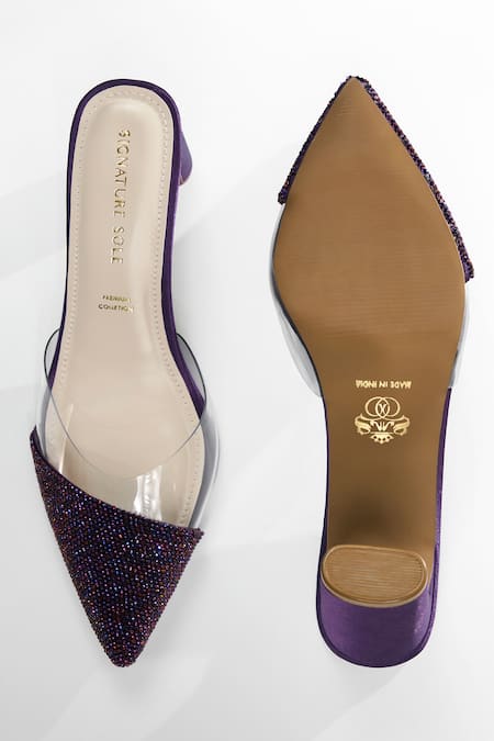 Signature Sole Crystal Embellished Pointed Mules 