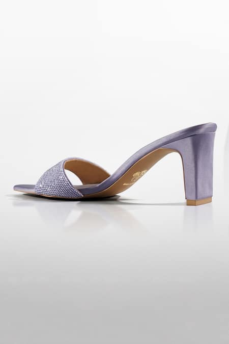 Shop_Signature Sole_Purple Beads Textured Satin Pointed Heels _Online_at_Aza_Fashions