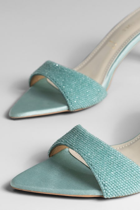 Signature Sole_Blue Crystals Mint Luxe Heels _at_Aza_Fashions