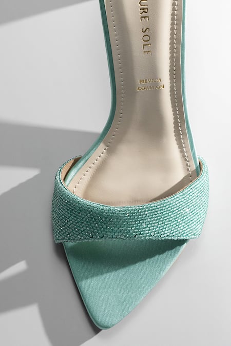 Buy_Signature Sole_Blue Crystals Mint Luxe Heels 