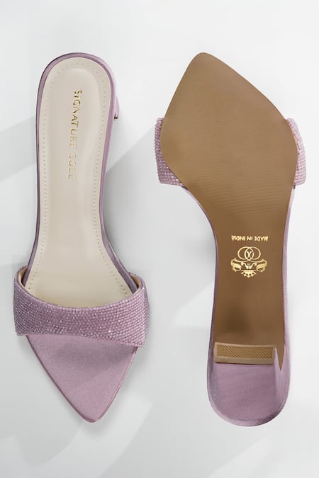 Signature Sole Blush Pink Crystal Mules 