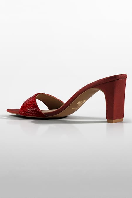 Buy_Signature Sole_Red Rhinestones Ruby Glaze Sparkle Heels _Online_at_Aza_Fashions