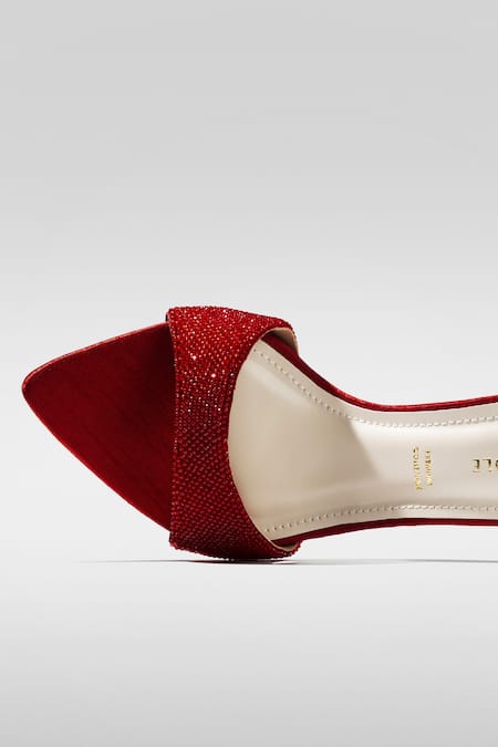 Signature Sole_Red Rhinestones Ruby Glaze Sparkle Heels _at_Aza_Fashions