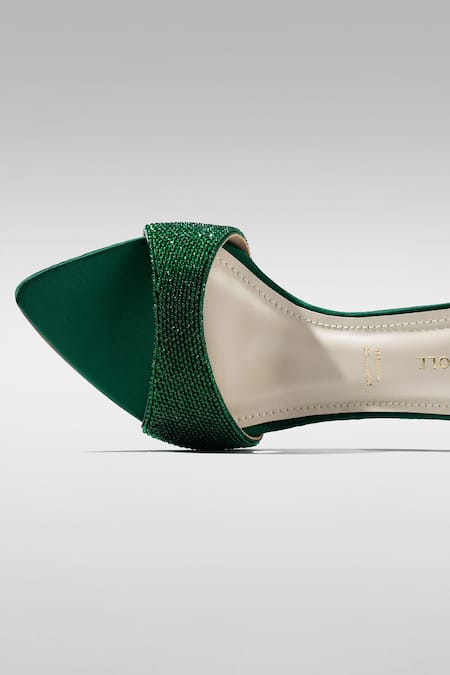 Buy_Signature Sole_Green Beads Emerald Glam Mule Heels _Online_at_Aza_Fashions