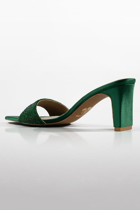 Shop_Signature Sole_Green Beads Emerald Glam Mule Heels _Online_at_Aza_Fashions