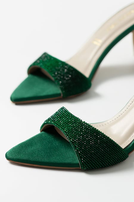 Signature Sole_Green Beads Emerald Glam Mule Heels _at_Aza_Fashions