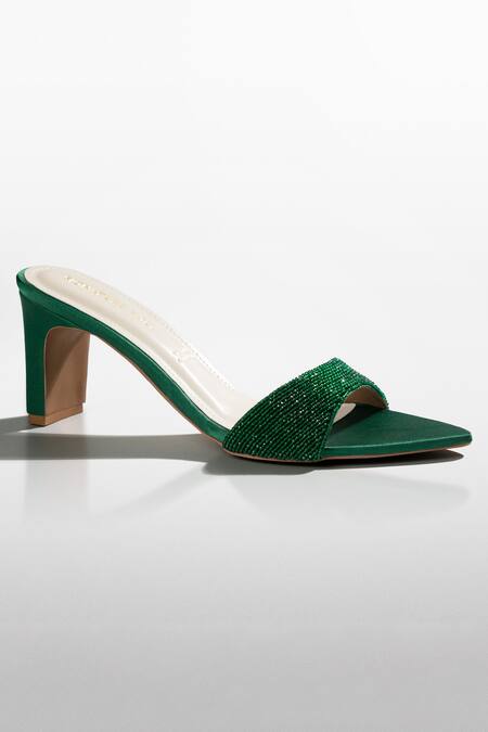 Signature Sole Emerald Glam Mule Heels 