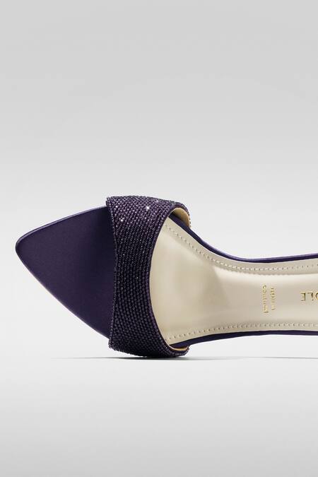 Shop_Signature Sole_Purple Crystals Embellished Mules _Online_at_Aza_Fashions