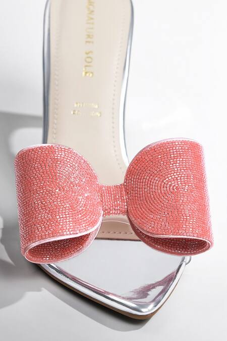 Buy_Signature Sole_Peach Bows Blush Candy Pink Heels 